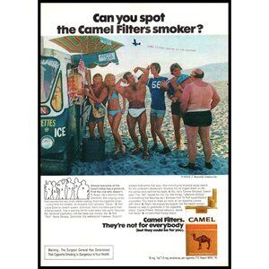 1974 Camel Cigarettes Vintage Print Ad Beach Van Sky Writer Wall Art Photo